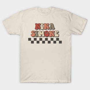 Nina Simone Checkered Retro Groovy Style T-Shirt